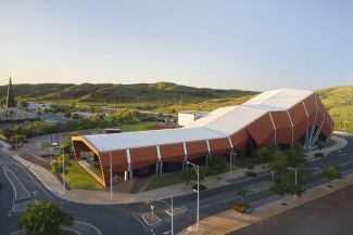 IMage of the Red Earths Arts Precinct from drone